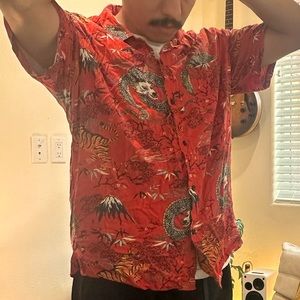 Dragon print button up